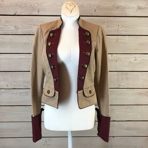Wyeth by Todd Magill Military Jacket tan purple with buttons Ralph Lauren Anthro